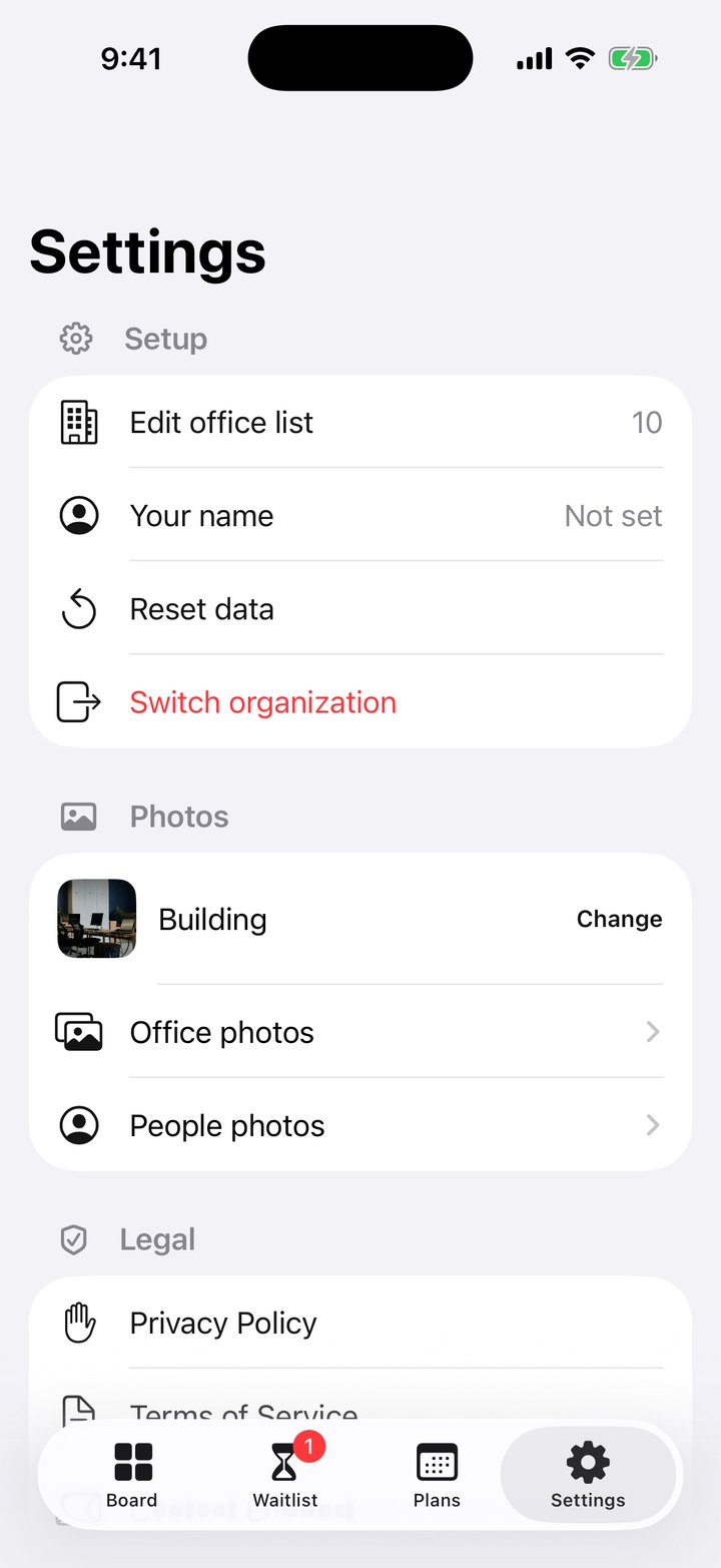 Settings tab